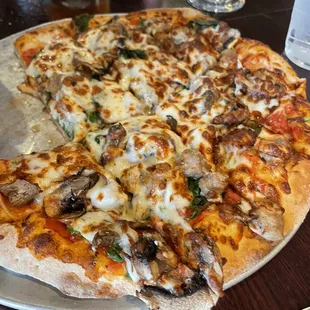 Fennel Sausage, Mushroom, Kale pizza