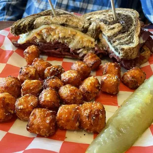 REUBEN with sweet potato tots