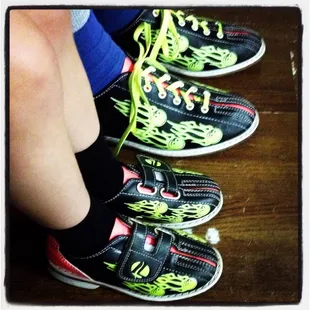 a row of children's shoes