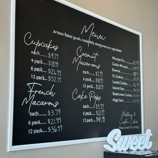 Dessert menu