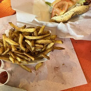 Fries and a Chicago style char dog