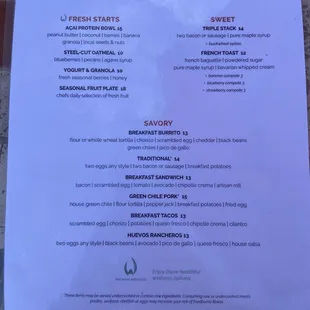 Breakfast Menu