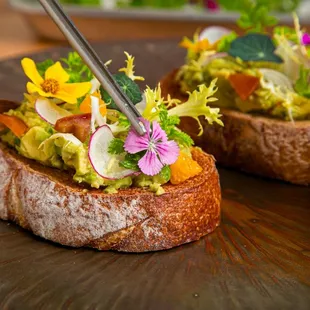Avocado crab tartine