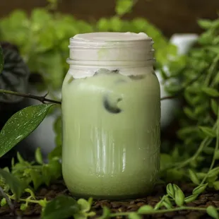 One of our most popular summer drinks: Strawberry matcha latte!