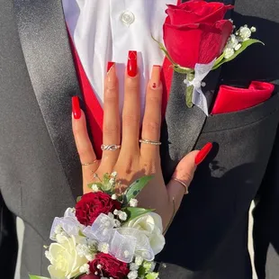 Prom Corsage with red &amp; white roses