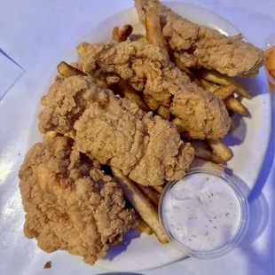 Chicken tenders and fries