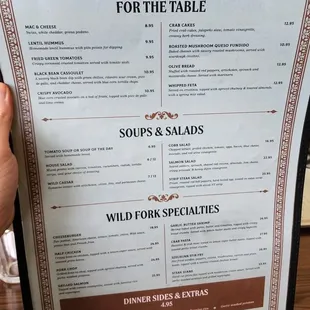Menu. April 2023