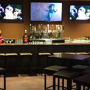 Two bars with huge screens