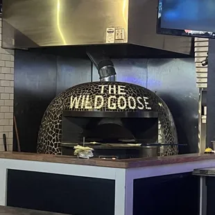a pizza oven in a restaurant