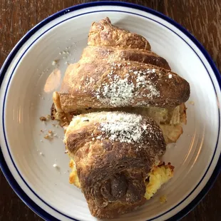 Croissant Egg Sandwich (Broiled open-face in the oven with cheese)