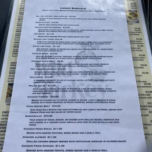 Lunch menu