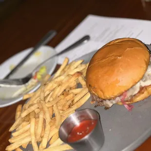 a burger and french fries