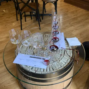 wine glasses and corks