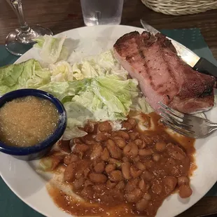 Smoked pork chop was superb and the beans were again so so.