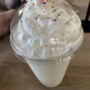 Vanilla crème frappe (from the coffee free drink menu)