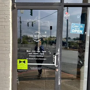 the front door of the building