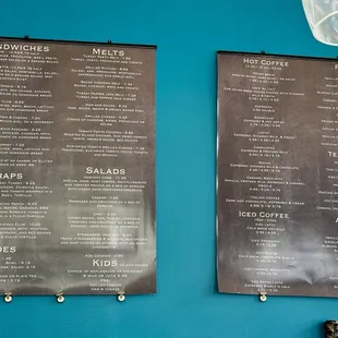 menus on the wall