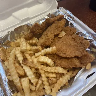 Chicken strips and fries