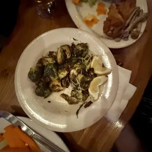 Brussel sprouts (+ wings in the background)