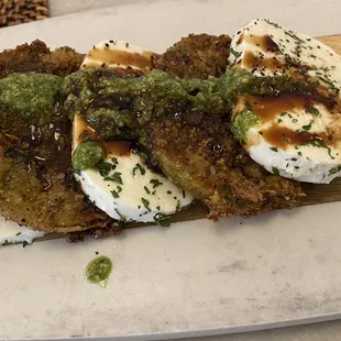 Fried green tomatoes caprese