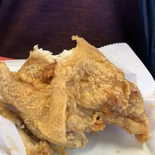 Hubby couldn&apos;t wait to take a bite out this delicious fried chicken!