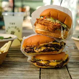 Cheeseburgers and Fried Chicken Sandwich