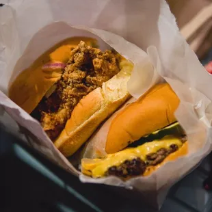 Fried Chicken Sandwich &amp; Cheeseburger