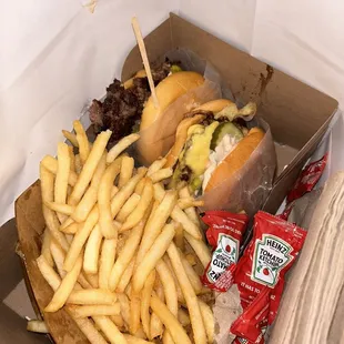 DOUBLE CHEESEBURGER and FRIES