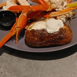 Crab Legs and Baked Potato