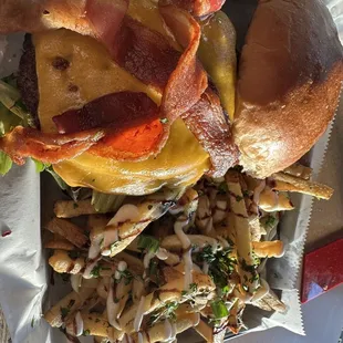 The Winchester Burger with Garlic rosemary fries