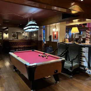 a pool table in a pub