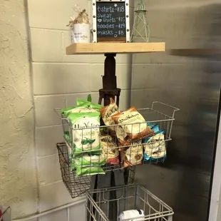 a display of food items