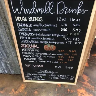 the menu of the restaurant
