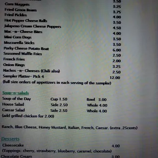 Our menu