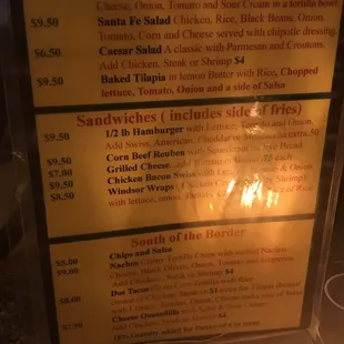 The menu