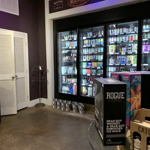 the inside of a liquor store