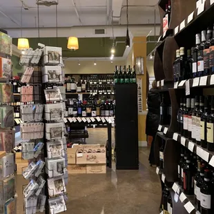 shelves of wine in a store