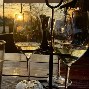 Wine flight on patio