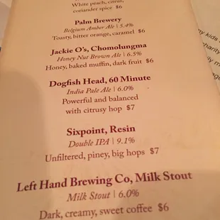 Wine list
