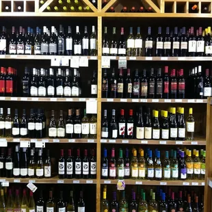 a variety of wine bottles