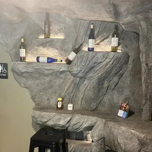 bottles of wine on shelves