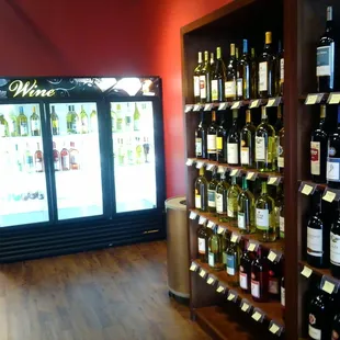 bottles of wine on display