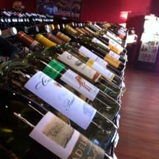 a row of wine bottles