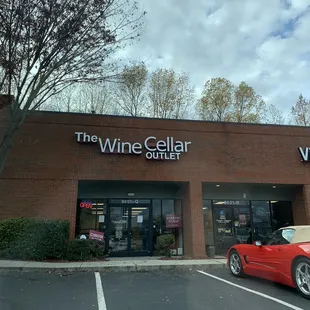 a red sports car parked outside