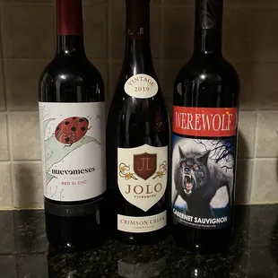 three bottles of wine