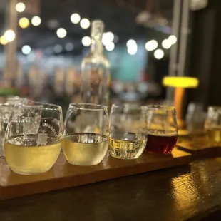 a row of glasses of wine