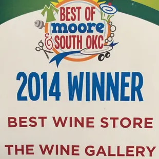 Winner!  2014 Best Wine Store