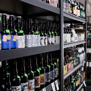 shelves of beer in a store