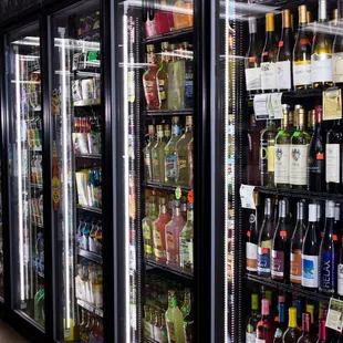 a row of wine bottles