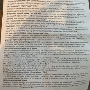 Description of wines purchased.  Thanks!